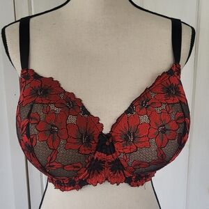 Curve Muse Plus Size Push Up Underwire Floral Lace Bra
